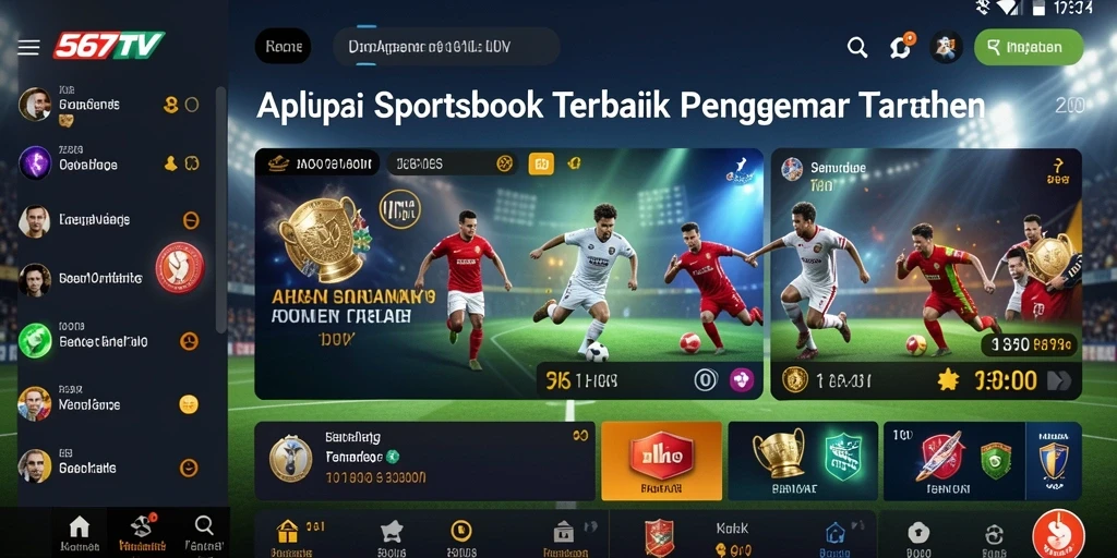 Tampilan utama aplikasi 567TV saat melakukan taruhan olahraga.