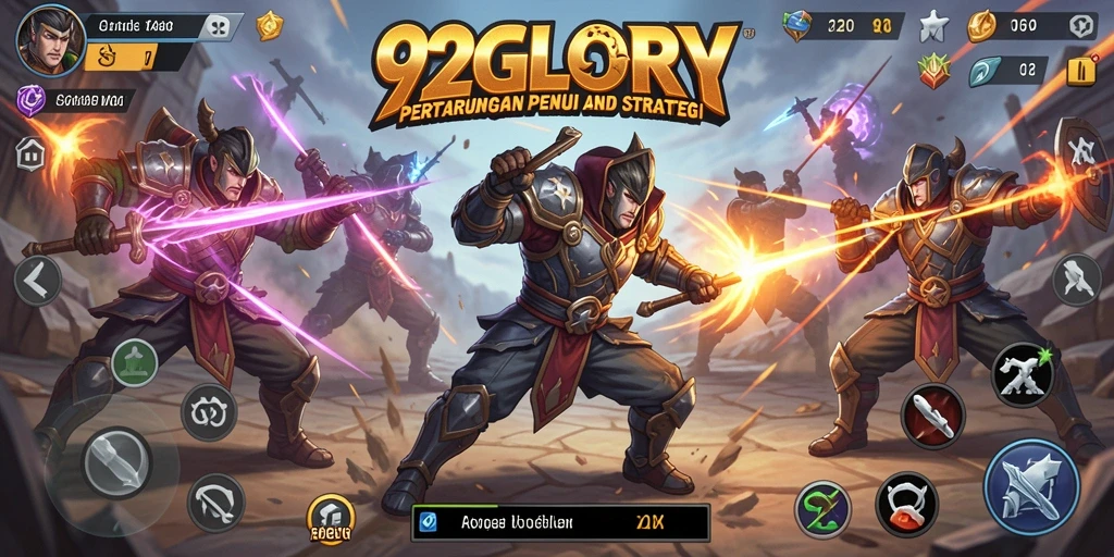Screenshot gameplay 92GLORY menampilkan karakter bertarung dengan efek visual yang memukau.