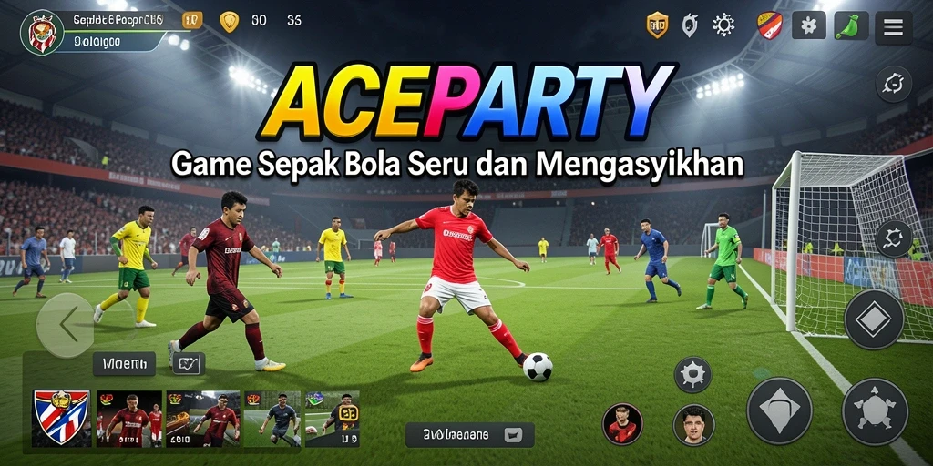 Gameplay seru ACEPARTY yang penuh aksi sepak bola.