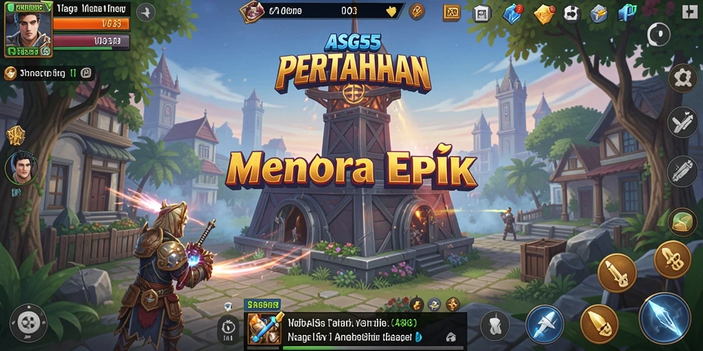 Menampilkan aksi seru dalam game Tower Defense ASG55.