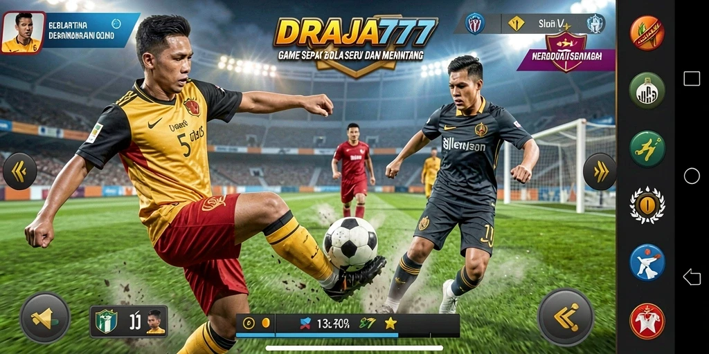 Gameplay seru DRAJA777 dengan aksi sepak bola menegangkan.