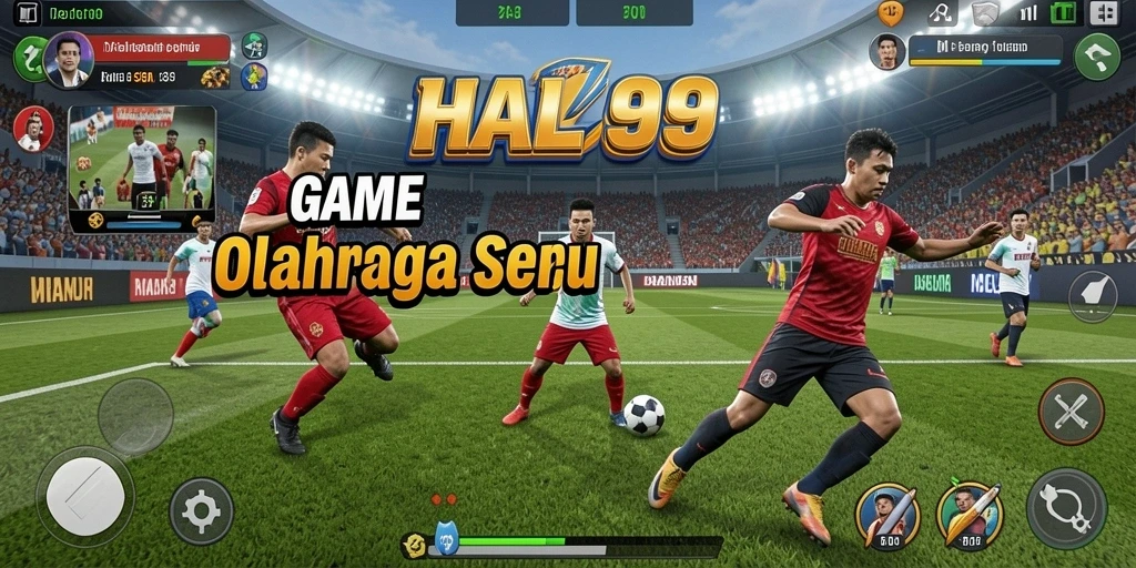 Tangkapan layar gameplay HALO99 menampilkan aksi olahraga yang seru.