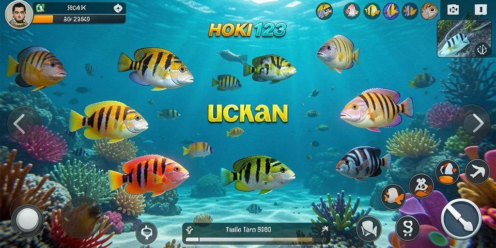 Tampilan gameplay HOKI123 yang seru dan penuh aksi menembak ikan.