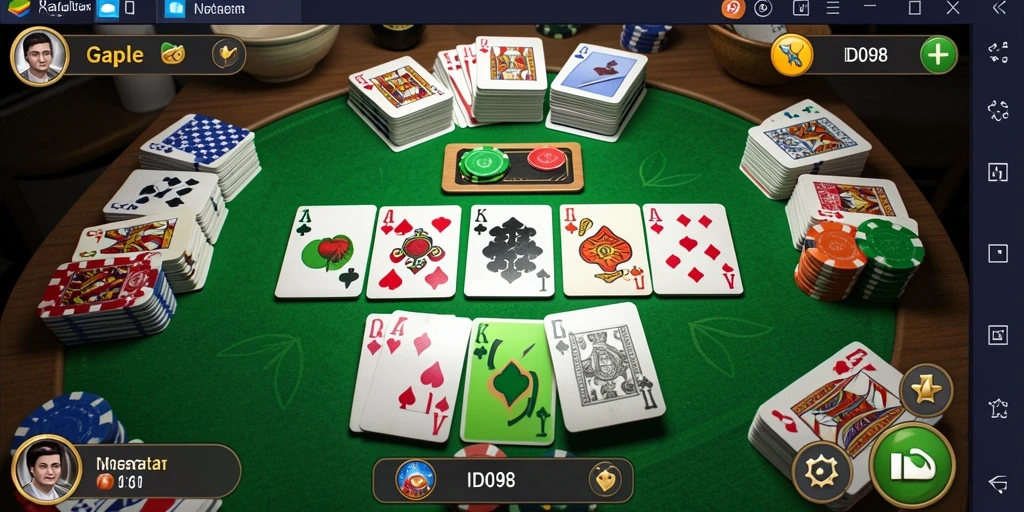 Screenshot ID098 menampilkan gameplay seru Gaple antar pemain.