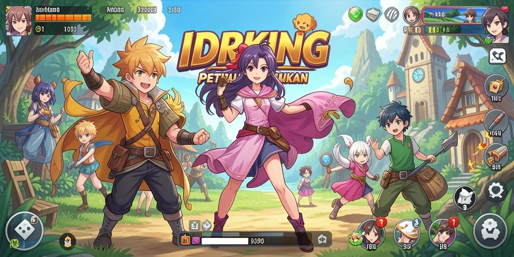 Tampilan utama gameplay IDRKING yang penuh warna dan dinamis.