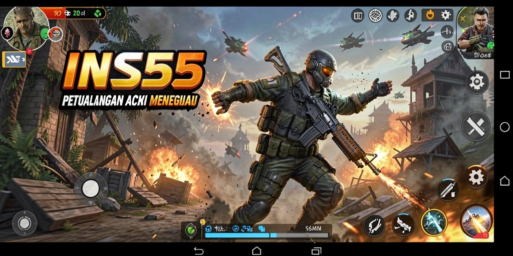Tampilan gameplay aksi mendebarkan di INS55 dengan efek visual yang memukau.