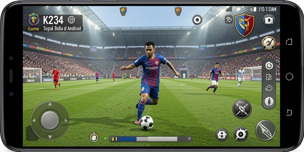 Screenshot K234 menunjukkan pemain beraksi dalam pertandingan sepak bola yang menegangkan.