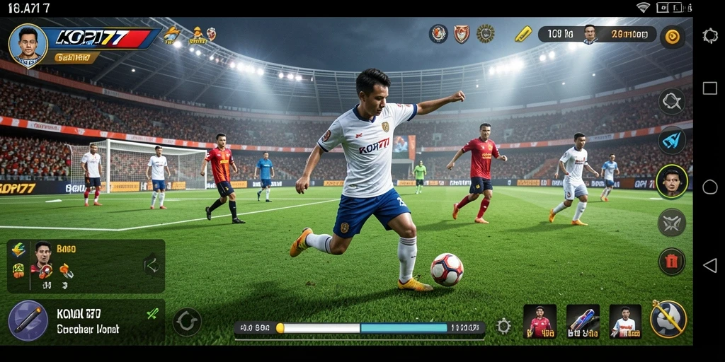 Tampilan gameplay menegangkan dalam pertandingan sepak bola di KOPI77.