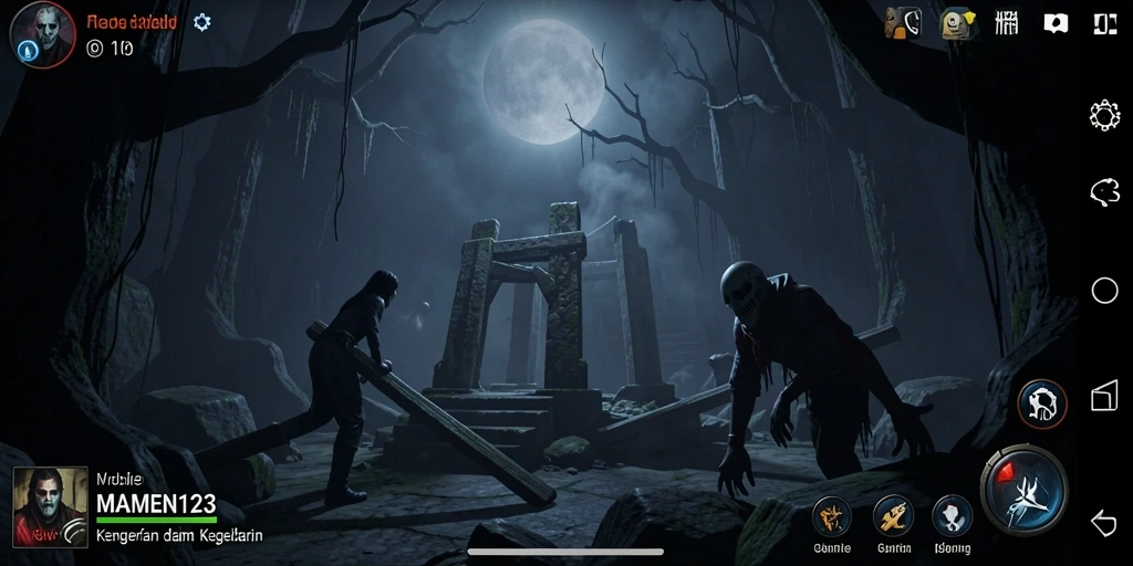 Tampilan gameplay menegangkan dari MAMEN123 yang penuh kengerian.