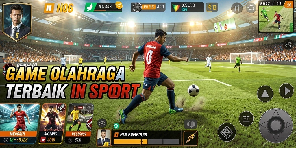 Tampilan gameplay seru dalam N06 yang menggambarkan aksi olahraga.