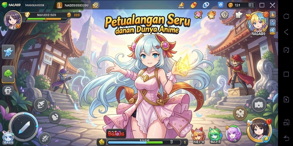 Screenshot NAGA889 menunjukkan pertarungan epik dengan karakter Anime.