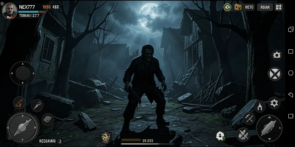 Screenshot gameplay NEX777 dengan suasana Horror yang mencekam.