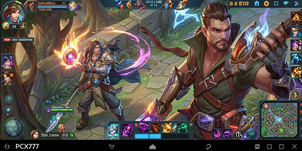Tampilan gameplay seru dari PCX777 dalam pertempuran tim yang strategis.