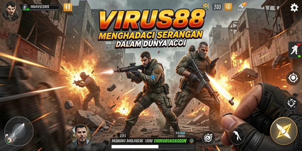 Gameplay seru dan menegangkan di VIRUS88 dengan pertempuran intens.