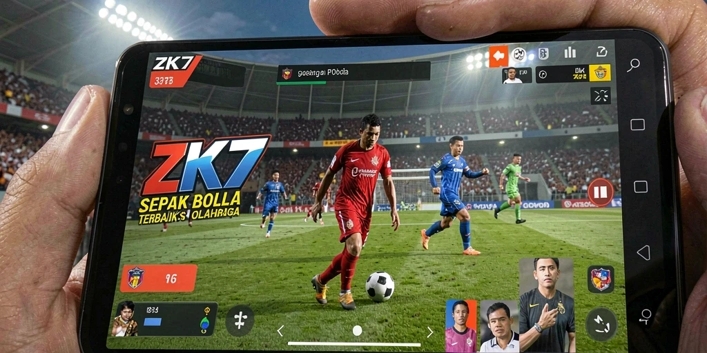 Gameplay ZK7 dengan aksi sepak bola yang mendebarkan.